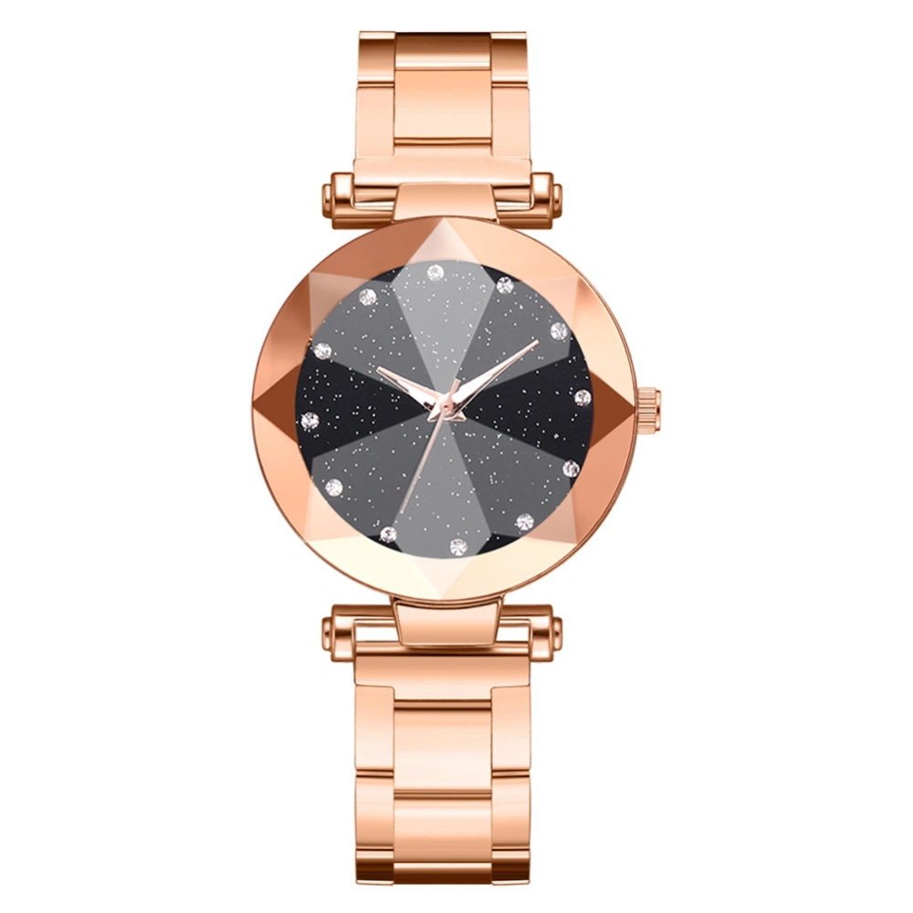 Fashionable Women Simple Alloy Watch Exquisite Casual Female Quartz Wristwatch(Rose Gold)