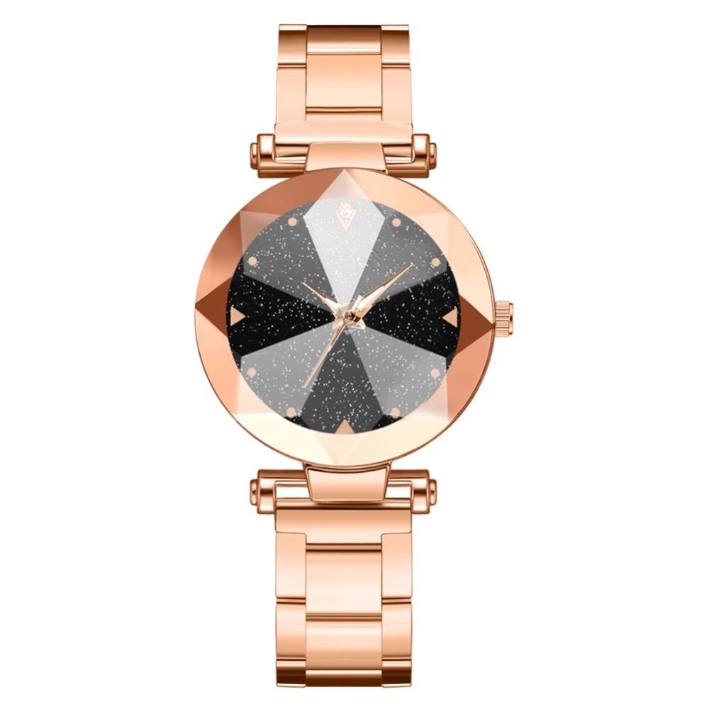 Fashionable Women Simple Alloy Watch Exquisite Casual Female Quartz Wristwatch(Rose Gold)