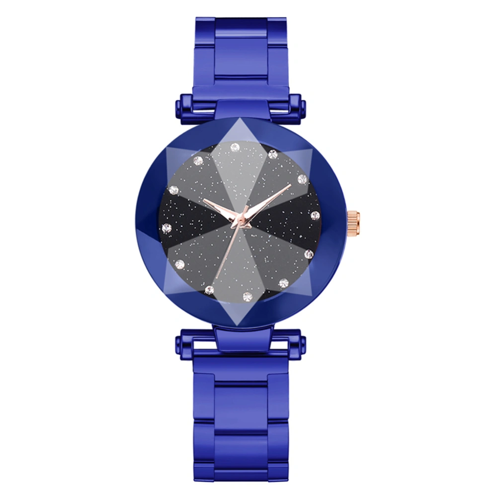 Fashionable Women Simple Alloy Watch Exquisite Casual Female Quartz Wristwatch(Blue)