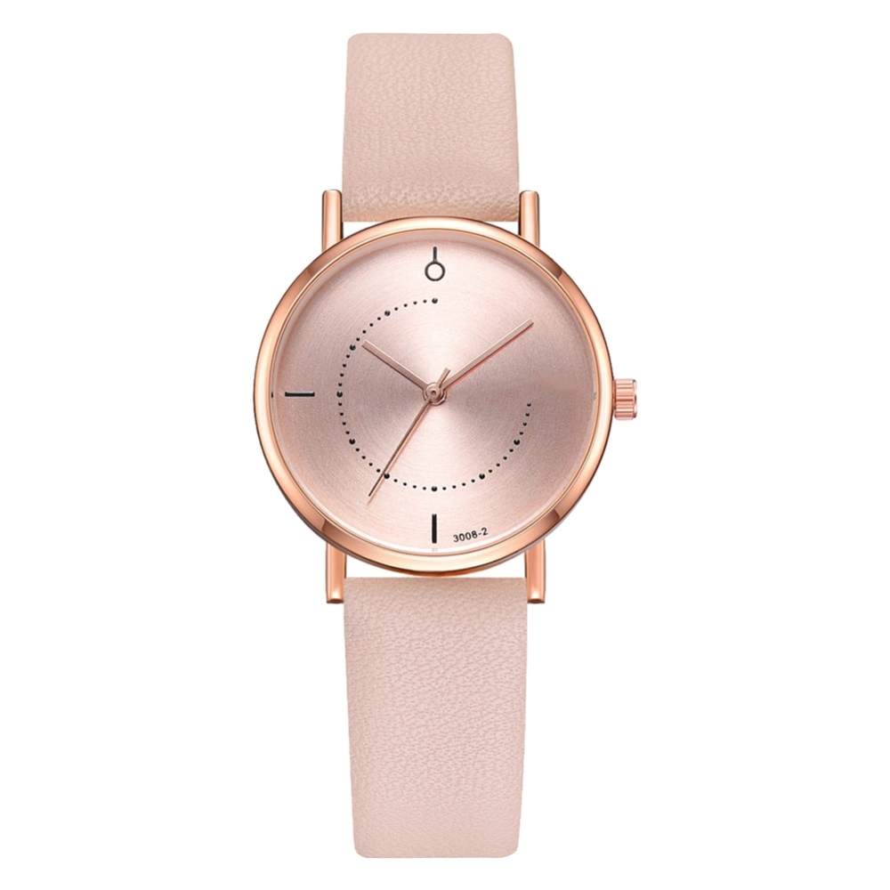 Fashionable Alloy Watch Round Dial Analog Display Quartz Wristwatch(pink)