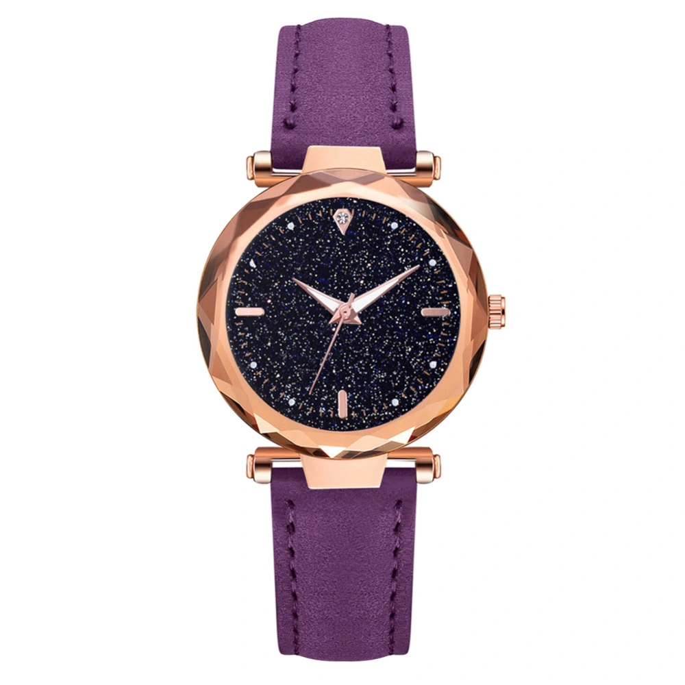 Women Girls Quartz Watch Round Dial Elegant Casual Wristwatch Purple