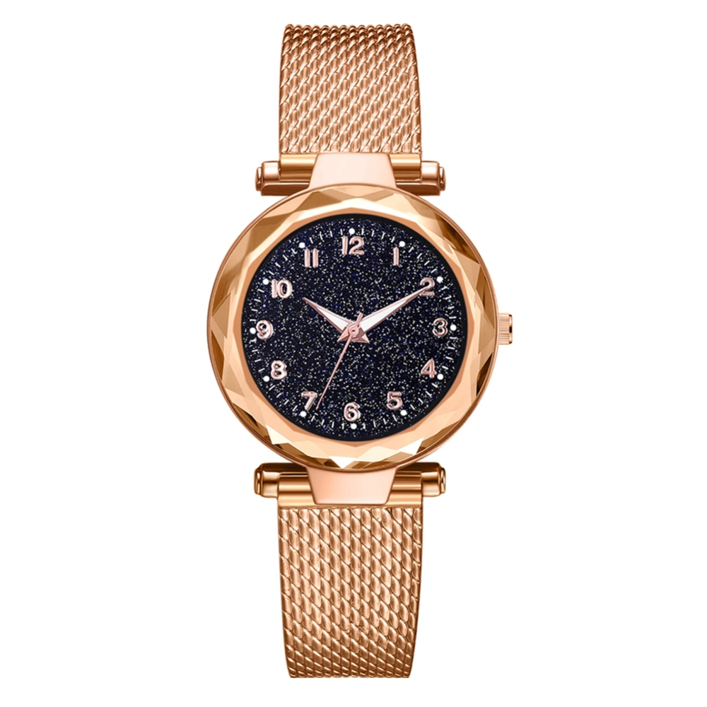 Fashion Women Silicone Strap Wristwatch Round Dial Number Quartz Casual Watch Rose Gold