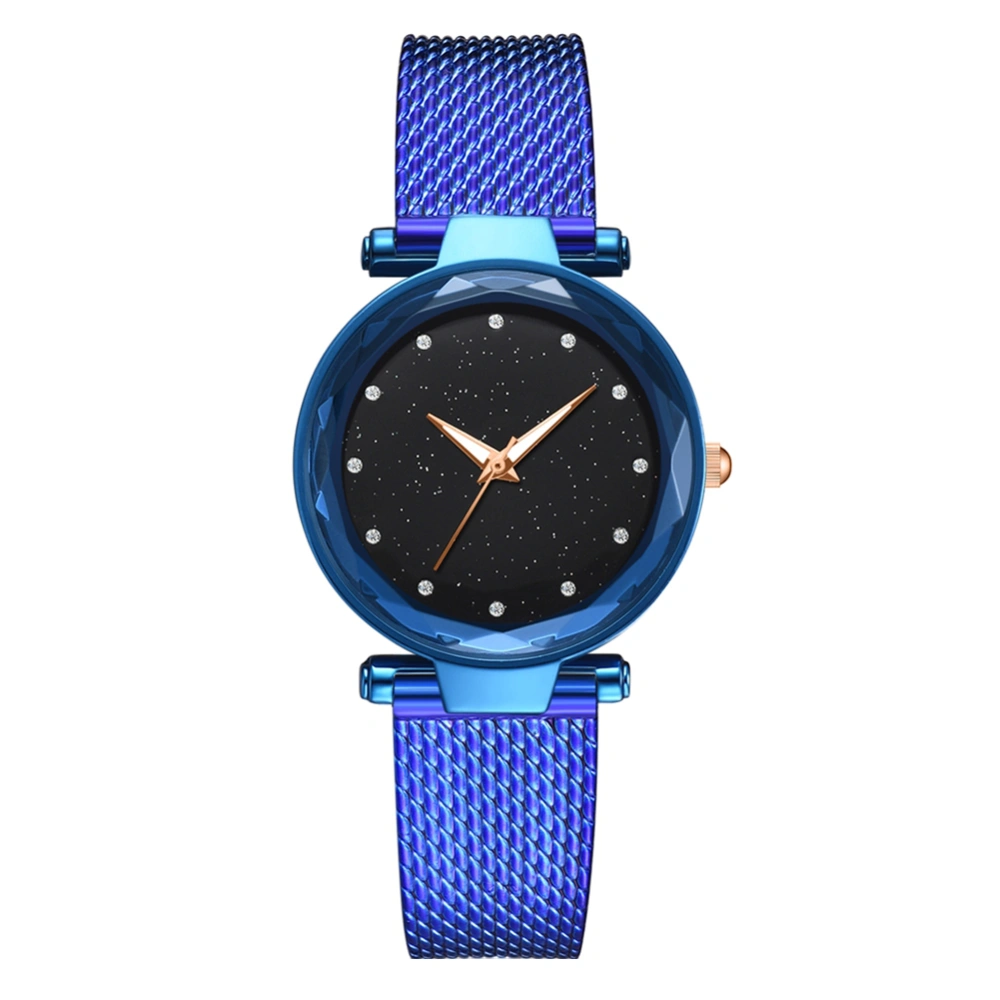 Simple Casual Silicone Strap Watch Women Lady Round Dial Quartz Decoration Wristwatch Blue