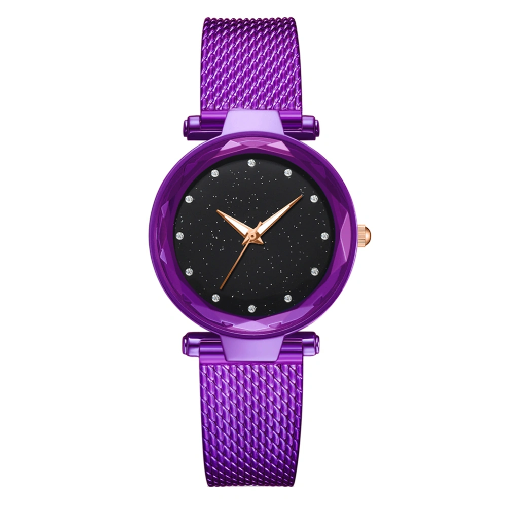 Simple Casual Silicone Strap Watch Women Lady Round Dial Quartz Decoration Wristwatch Purple