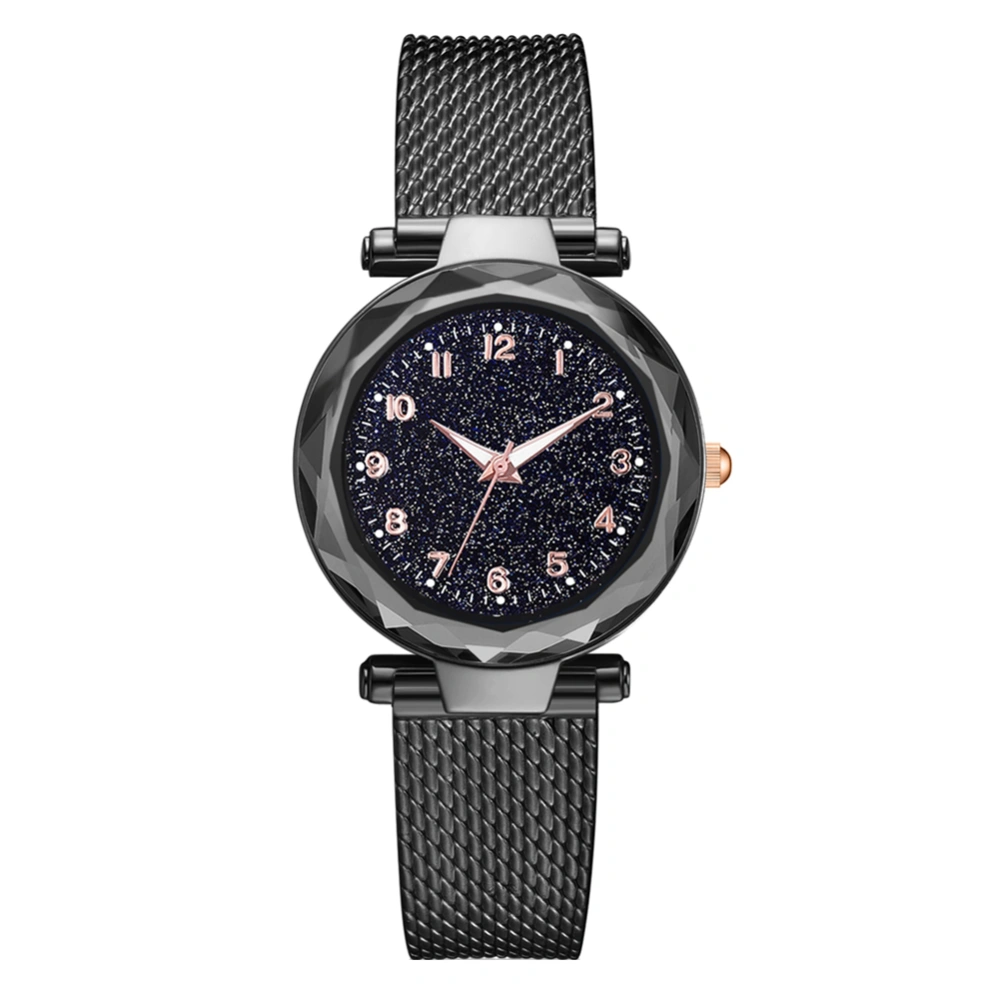 Fashion Women Silicone Strap Wristwatch Round Dial Number Quartz Casual Watch Black