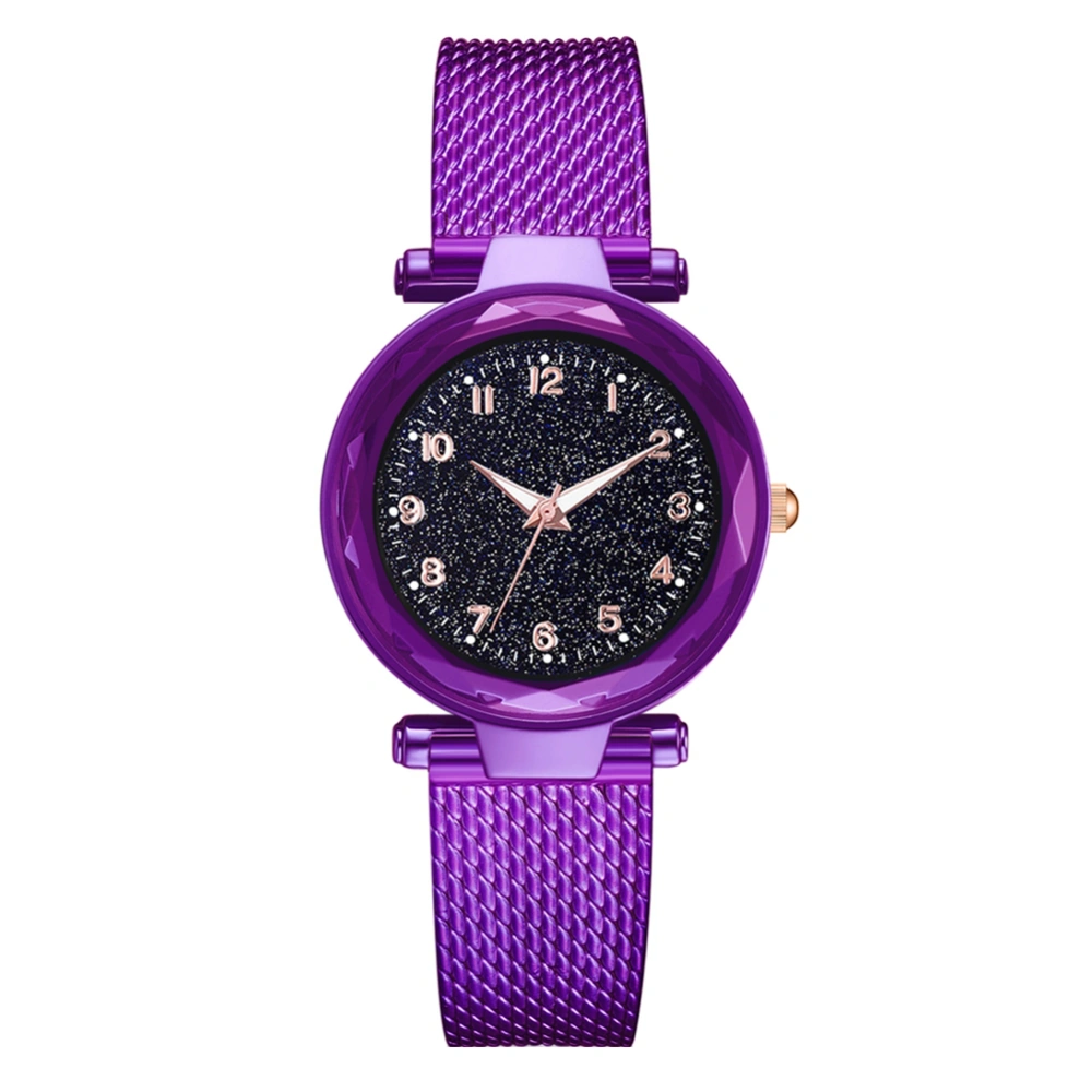 Fashion Women Silicone Strap Wristwatch Round Dial Number Quartz Casual Watch Purple