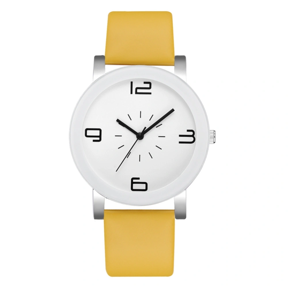 Fashionable Alloy Watch Round Dial Analog Display Quartz Wristwatch (Yellow)