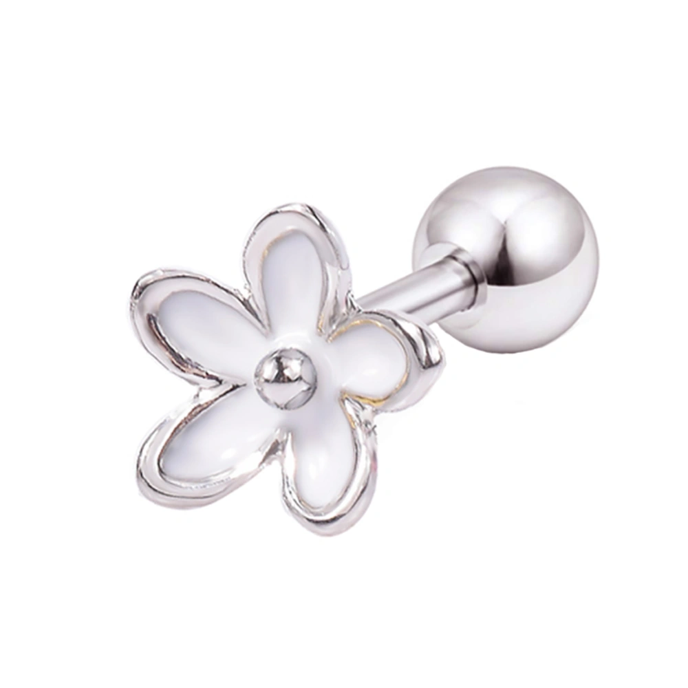 New Women Fashion Stud Earrings Zircon Flower Stud Earrings Jewelry Gift(Silver/1Pcs)