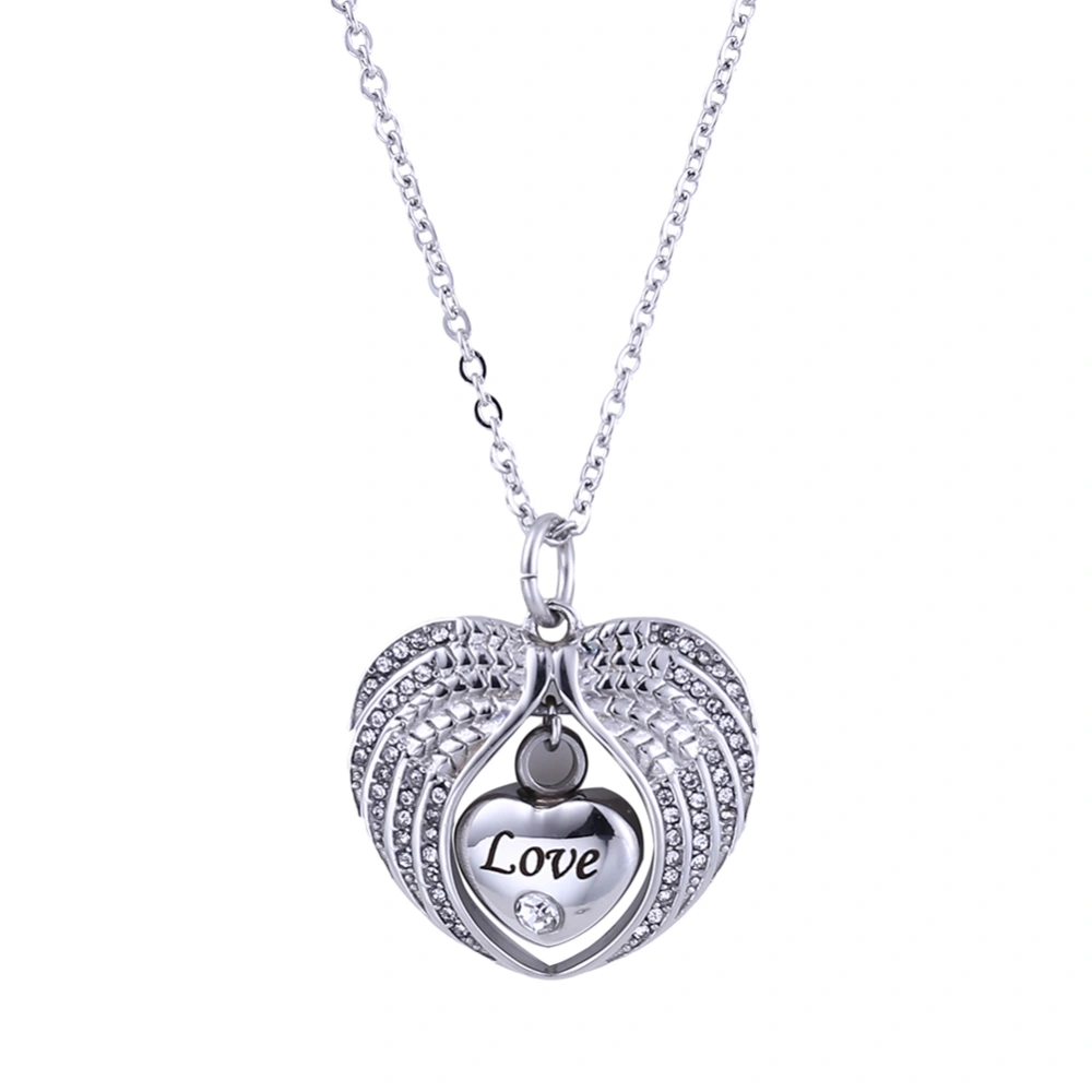 Fashion Hollowed Wing Heart Pendant Necklace Delicate Cinerary Casket Necklace Jewelry