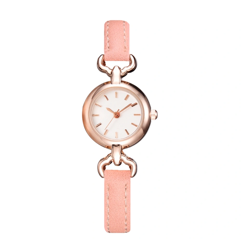 Fashionable Simple Style PU Leather Strap Quartz Watch Hand Decoration for Lady(Pink)