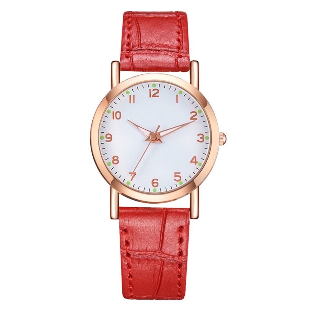 Fashionable Classical Quartz Watch Unisex Diamante Casual Wristwatch Gift (Red)