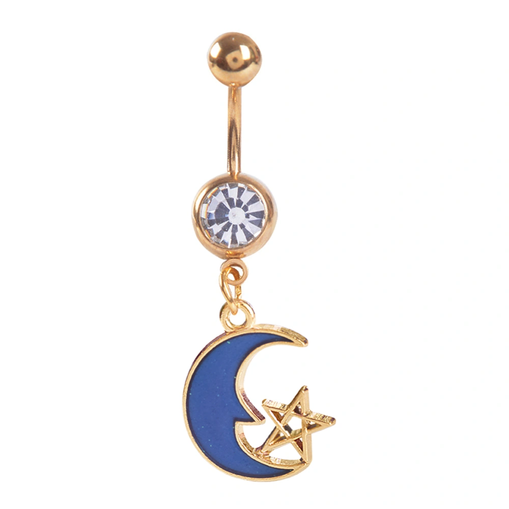 Starry Sky Series Moon Star Pendant Navel Ring Popular Piercing Jewelry (Crescent Shape)