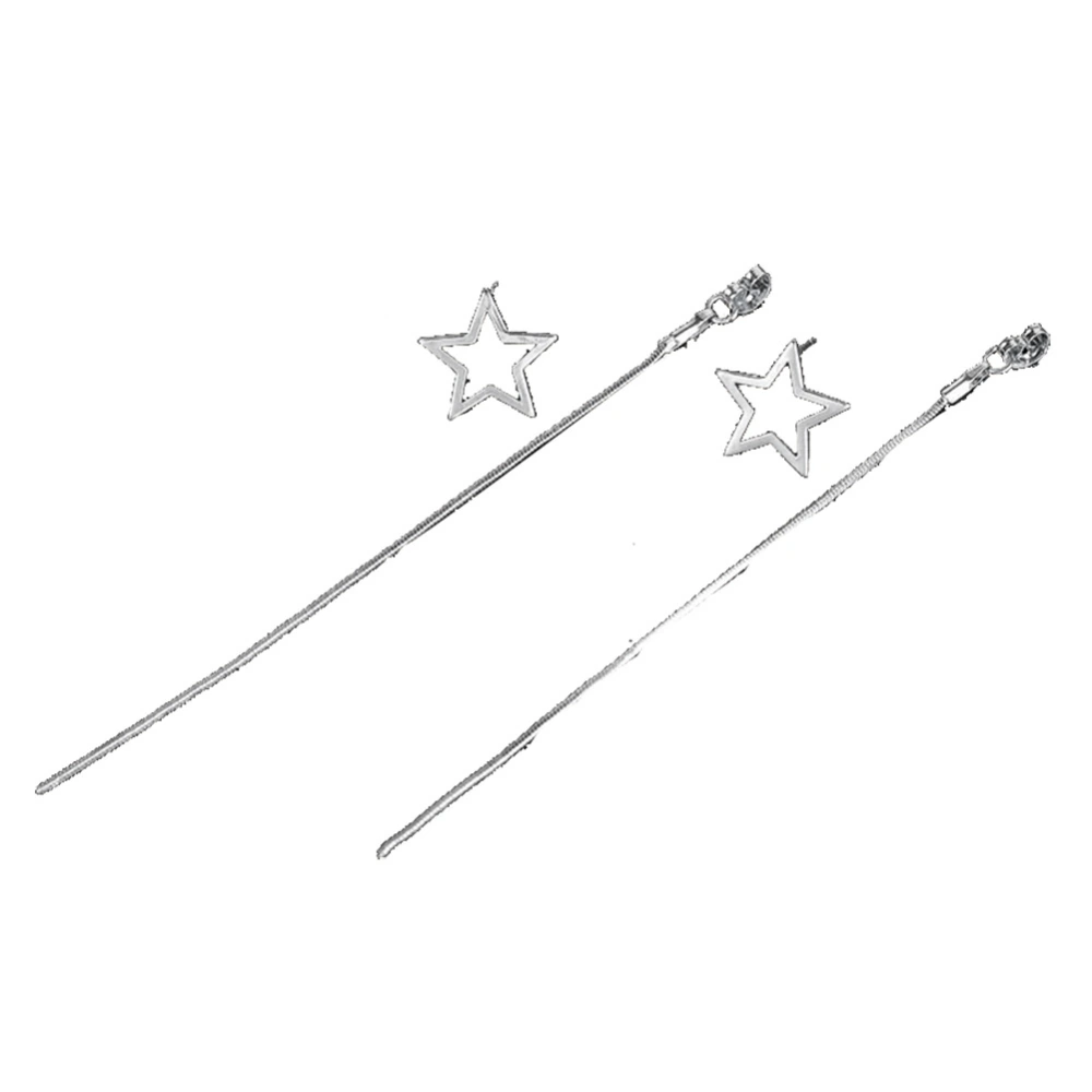 1 Pair Delicate Earrings Women Lady Cute Star Shape Pendant Earring Gift (Silver)