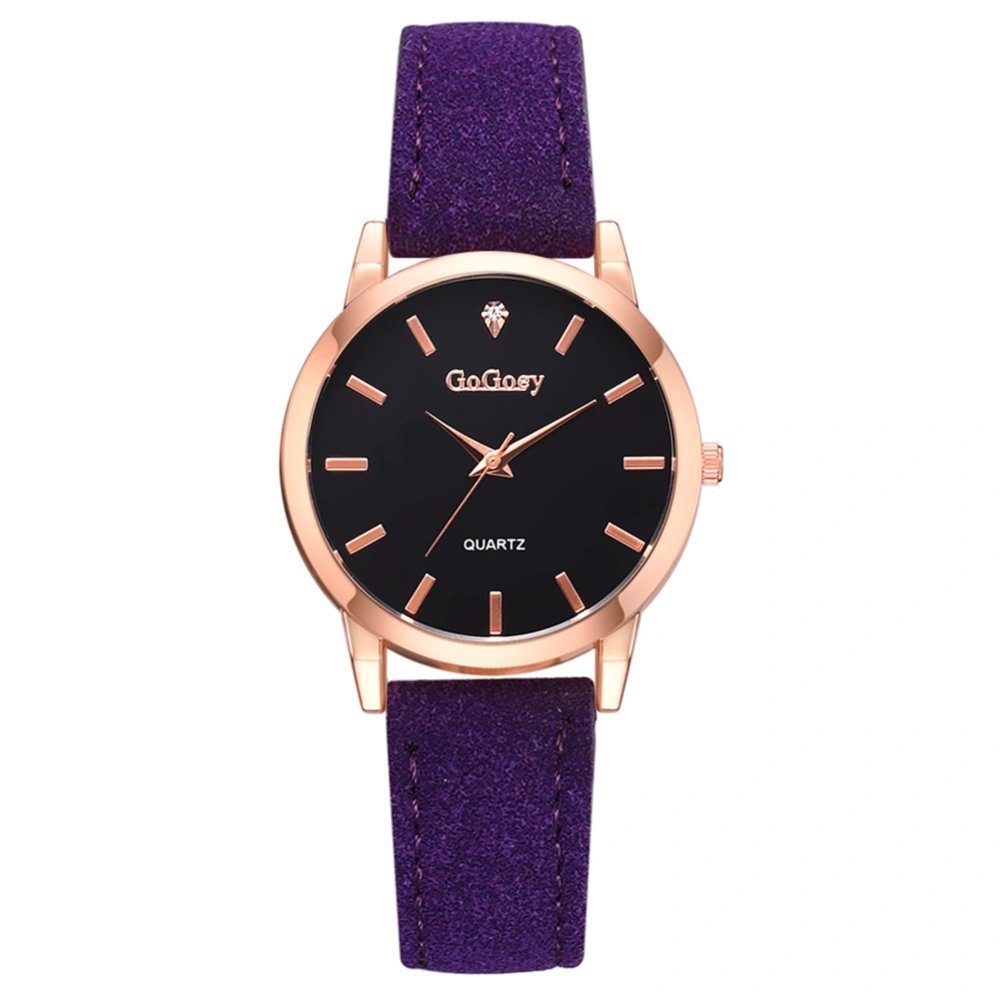 Fashion Women Round Dial Quartz Watch Casual Style Wristwatch(Purple)