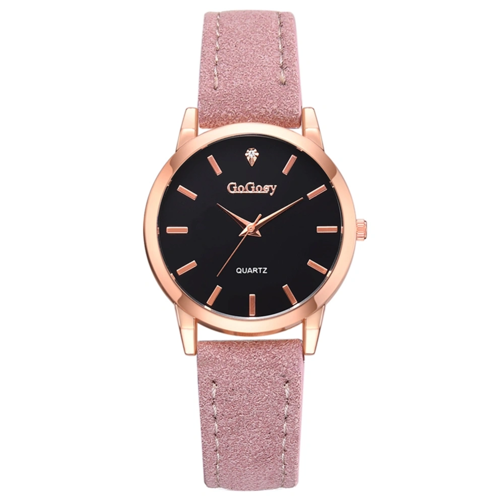 Fashion Women Round Dial Quartz Watch Casual Style Wristwatch(Pink)