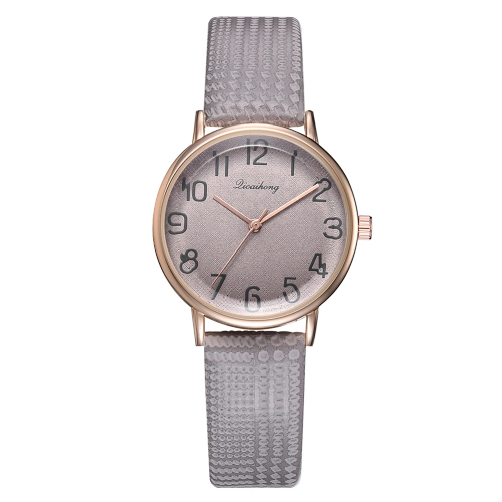 Fashion Women Lady Quartz Watch Delicate Round Dial Wristwatch(Gray)