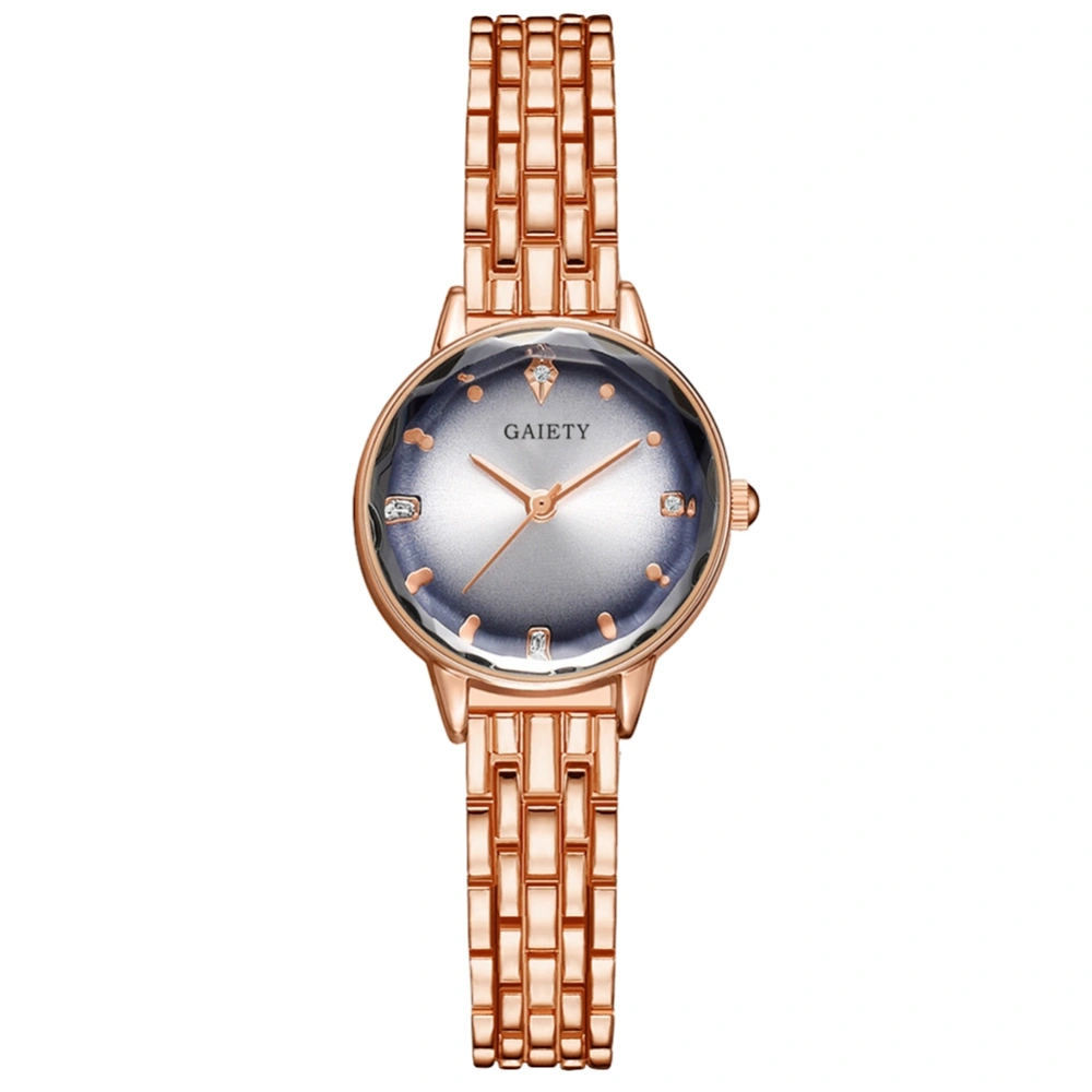 Leisure Fashion Women Simple Alloy Dial Quartz Wrist Watch Decoration (Rose Gold White)