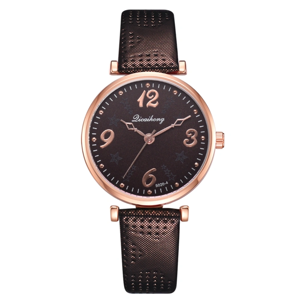 Fashion Women PU Strap Wrist Watch Adjustable Analog Display Casual Quartz Watch(Brown)