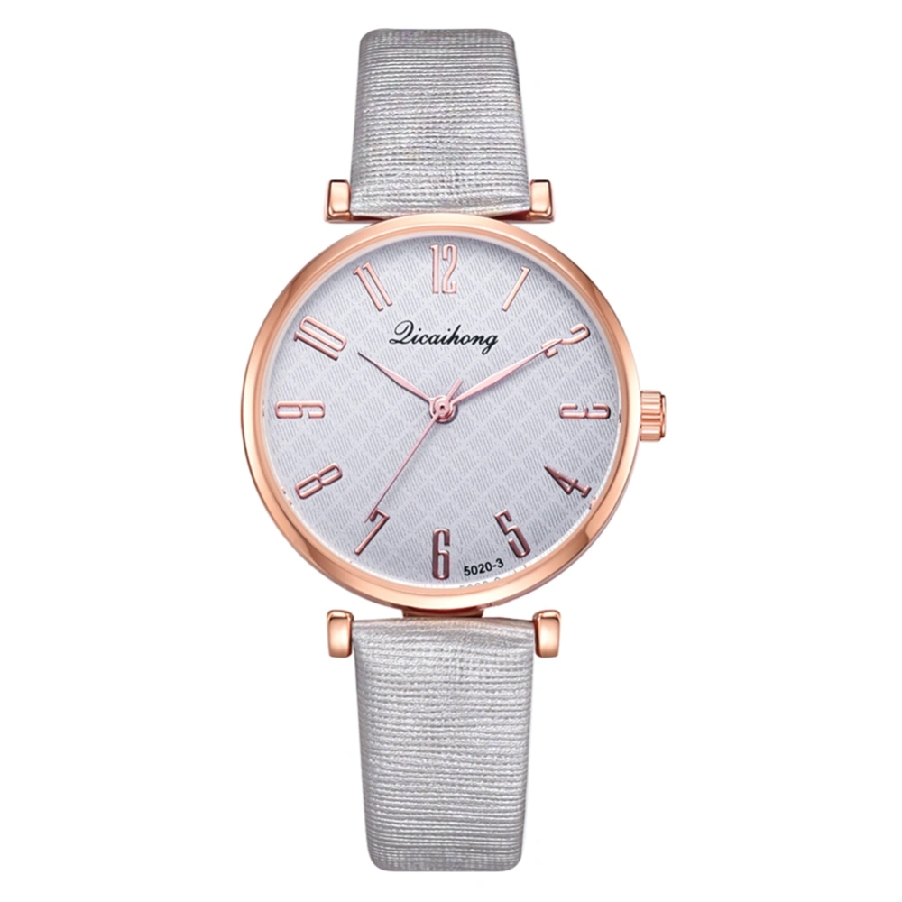 Fashion Delicate Women PU Strap Watch Round Dial Casual Quartz Wristwatch(Gray)