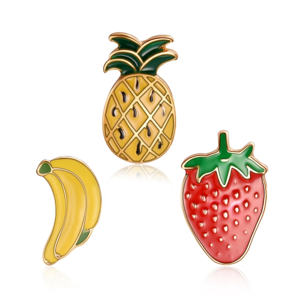 3pcs Lovely Pineapple Banana Strawberry Decoration Fruit Bag Buckles