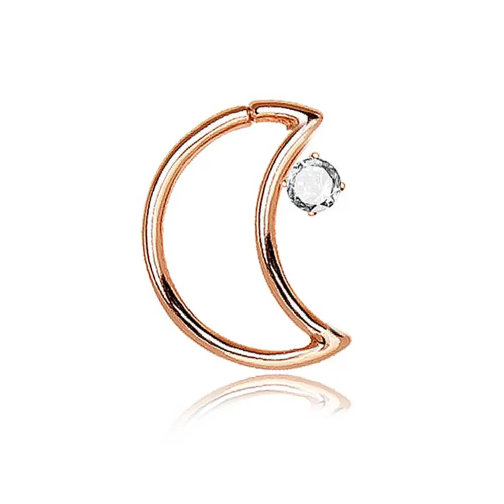 1PCS Copper Zircon Nose Rings Earrings Fashion Body Piercing Jewelry Accessory (Rose gold)