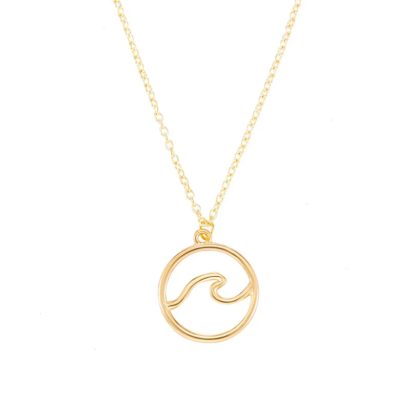 Simple Fashion Women Alloy Round Shape Pendant Electroplate Necklace (Gold)