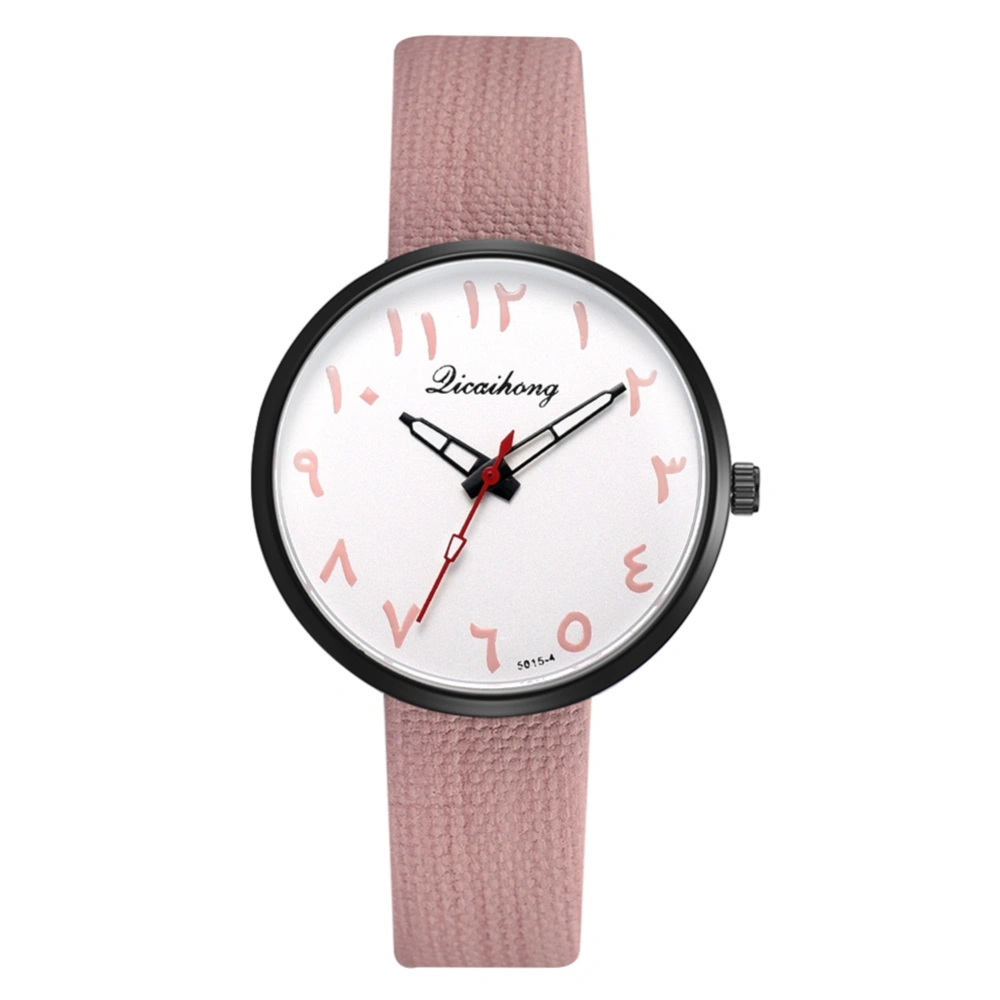 Leisure Fashion Ladies Simple Alloy Dial Quartz Wrist Watch (Pink)