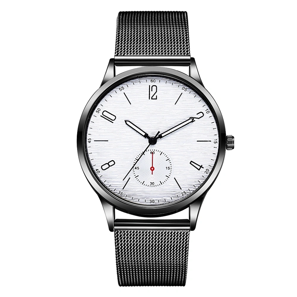 Leisure Fashion Men Simple Alloy Dial Quartz Wrist Watch (White)