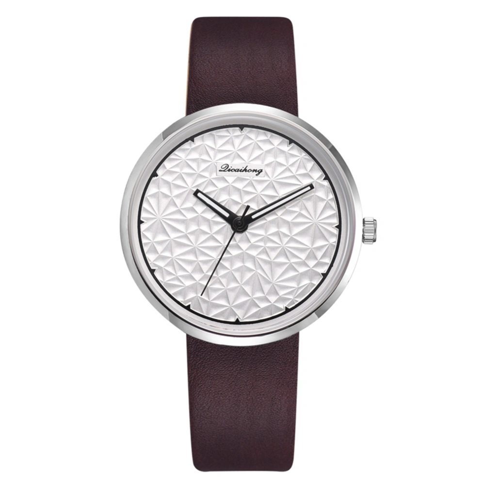 Leisure Fashion Ladies Simple Alloy Dial Quartz Wrist Watch (Burgundy)