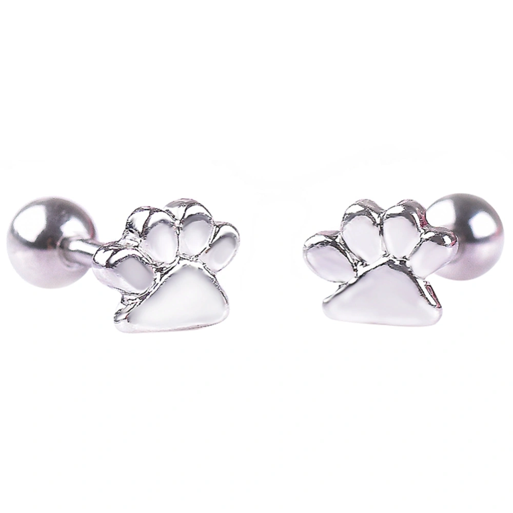 Cute Women Stainless Steel Claw Footprint Ear Stud Animal Earring