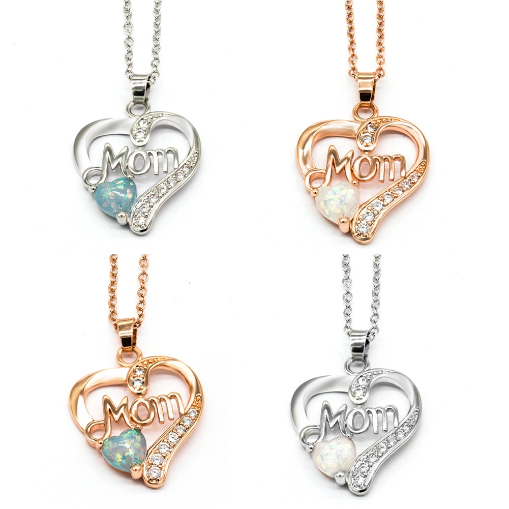 Heart Shaped Necklace Zinc Alloy Exquisite Necklace Jewelry Gold Rose Light Blue 45cm