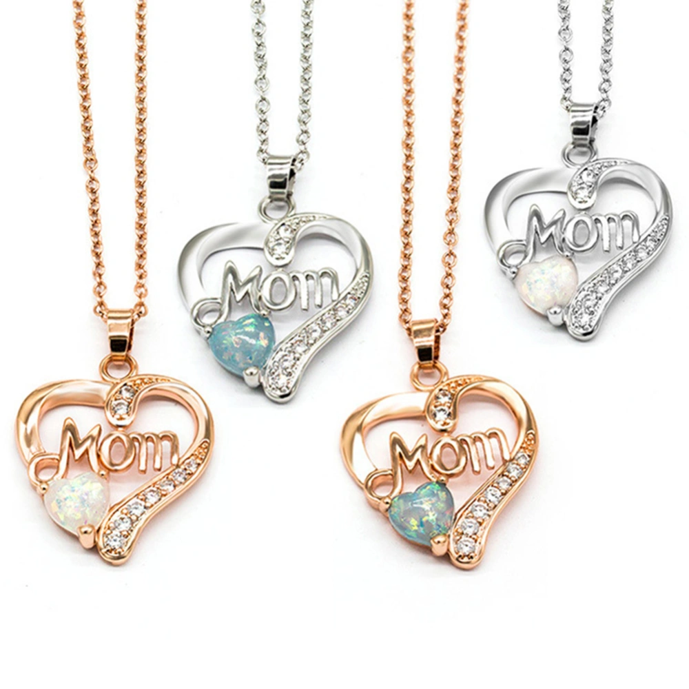 Heart Shaped Necklace Zinc Alloy Exquisite Necklace Jewelry Gold Rose Light Blue 45cm