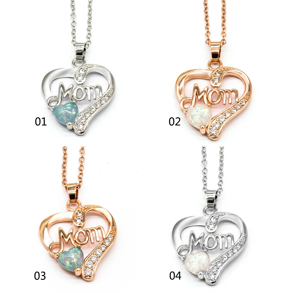 Heart Shaped Necklace Zinc Alloy Exquisite Necklace Jewelry Gold Rose Light Blue 45cm