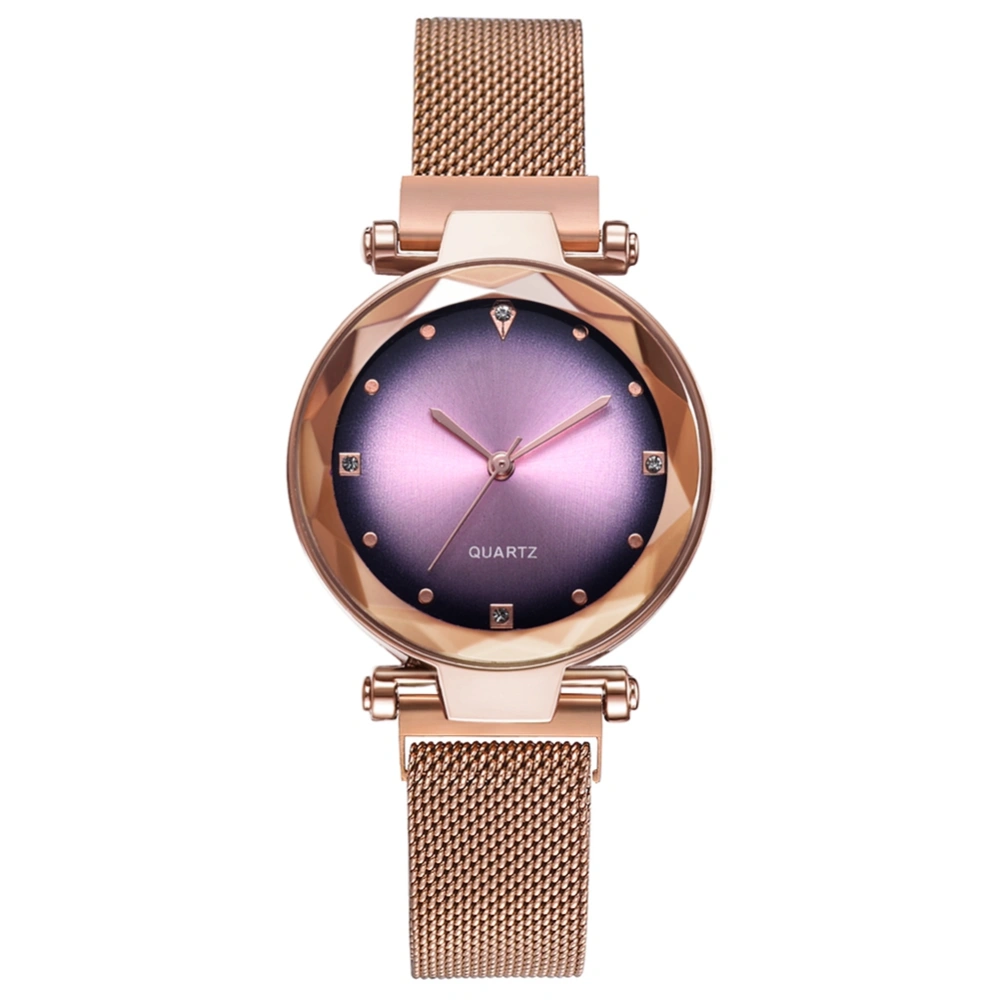 Men Women Star Sky Quartz Watch Fashion Mesh Strap Wristwatch (Rose Gold)