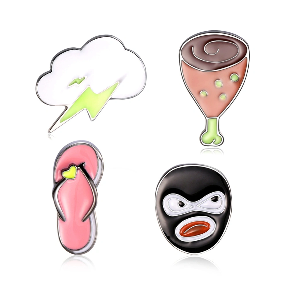 4PCS Funny Zinc Alloy Brooch Pin Jewelry Accessory Bag Buckle