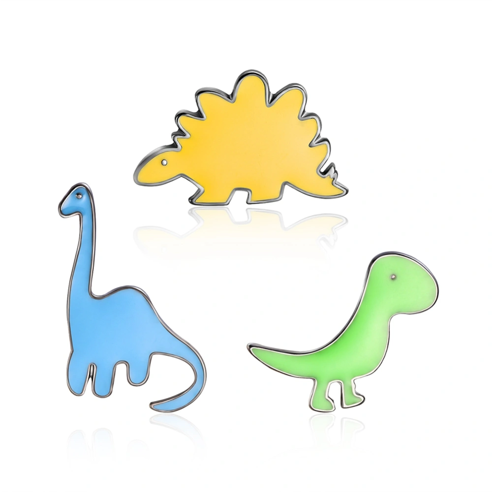 3PCS Cute Cartoon Zinc Alloy Brooch Lovely Dinosaur Clothes Bag Lapel Pin