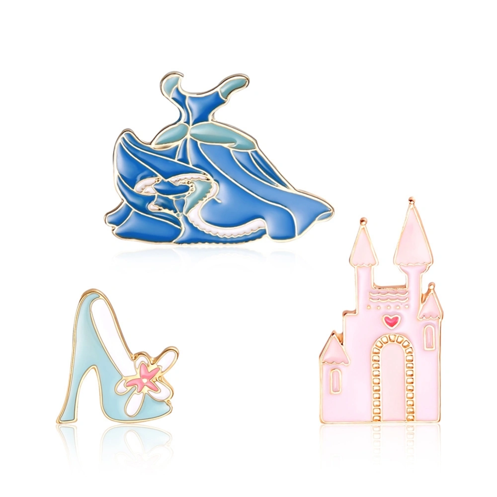 3PCS Lovely Fairy Tale Small Brooch Set Alloy Clothes Bag Lapel Pin