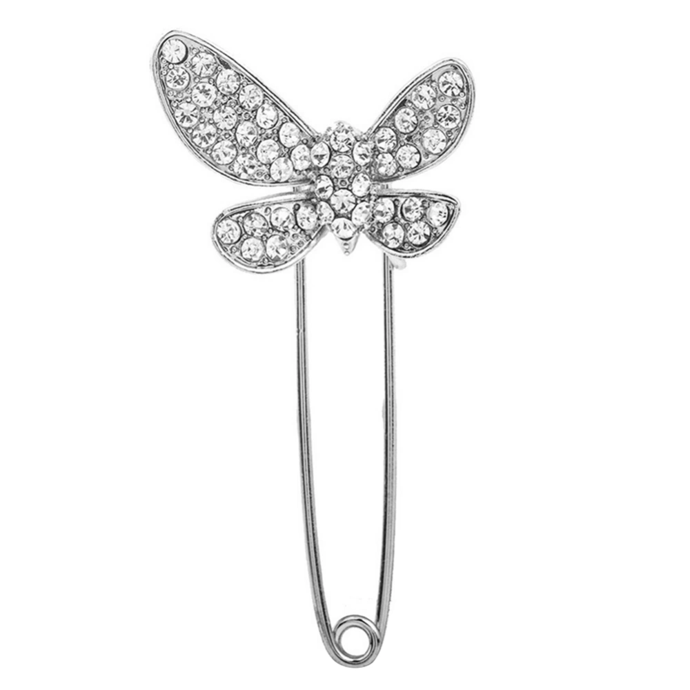 Fashionable Women Butterflies Rhinestone Decoration Brooch Pin Jewelry Gift Silver