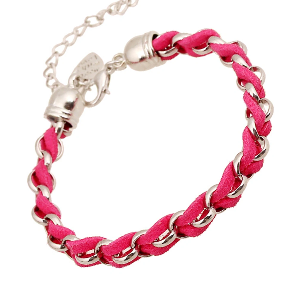 Women Lady Girl Simple Style Colorful Bracelet Handmade Woven Bracelet Jewelry (red)