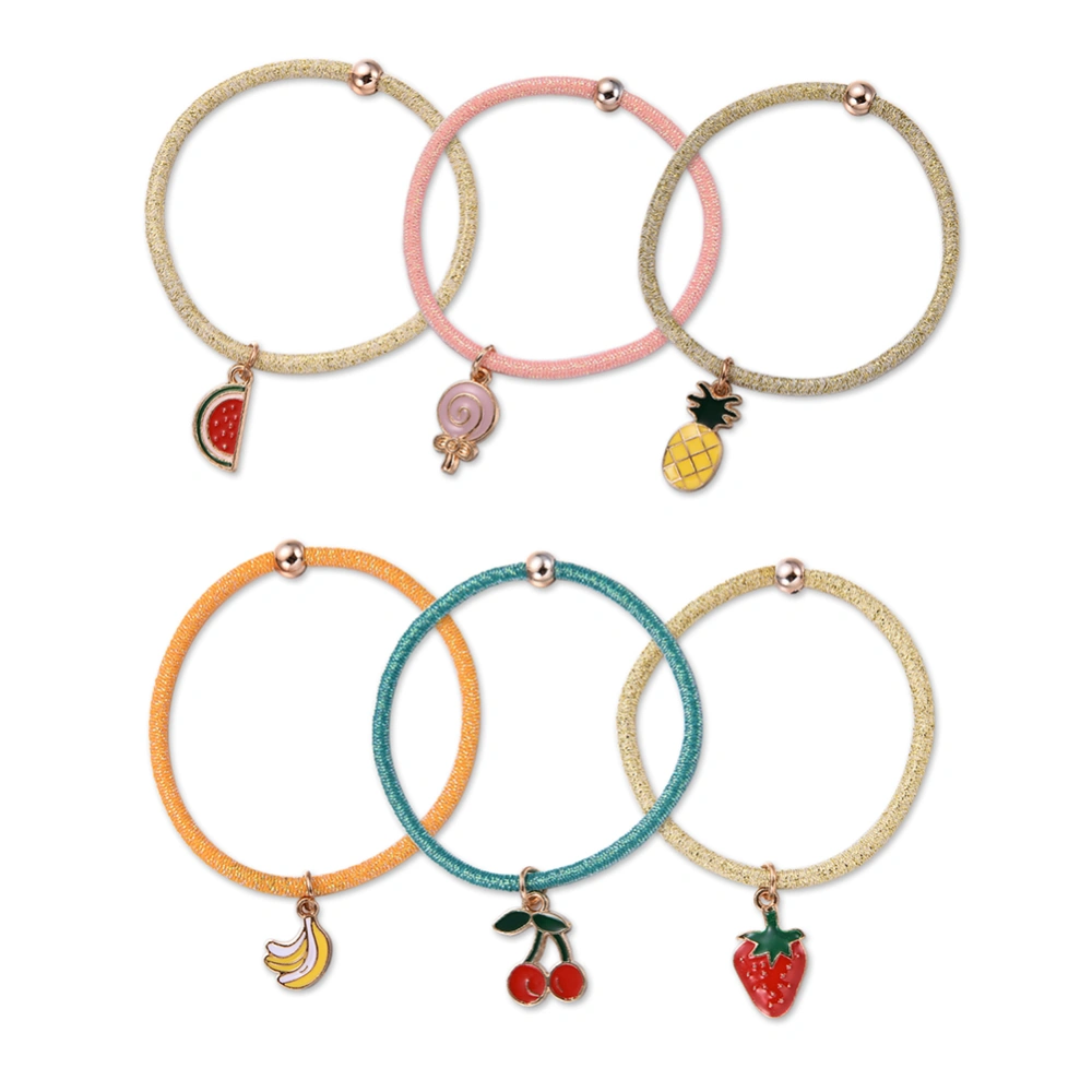 6pcs/set Cute Fruit Simple Hair Ring Set High Elastic Rubber Band Hair Tie Rope Accessory