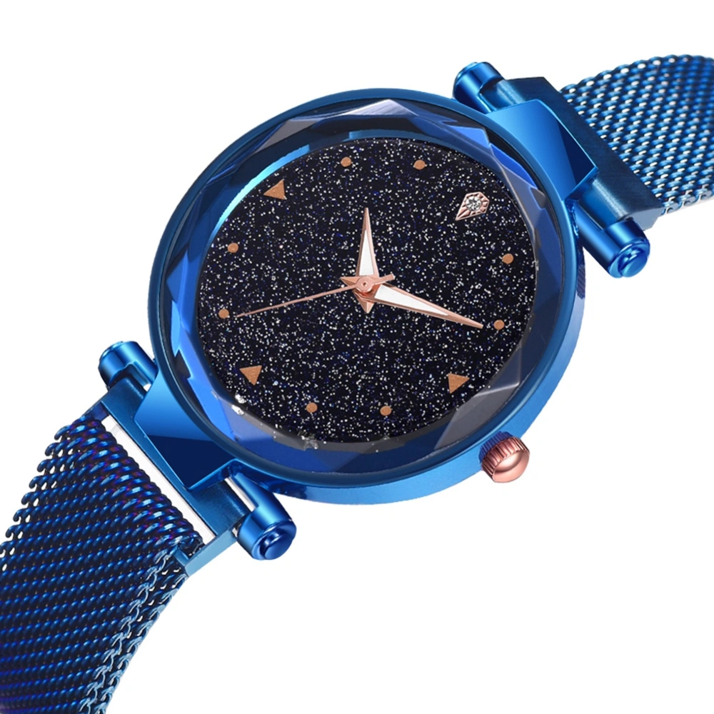 Casual Boy Girl Starry Sky Watch Fashion Quartz Alloy Magnet Wristwatch(Blue)