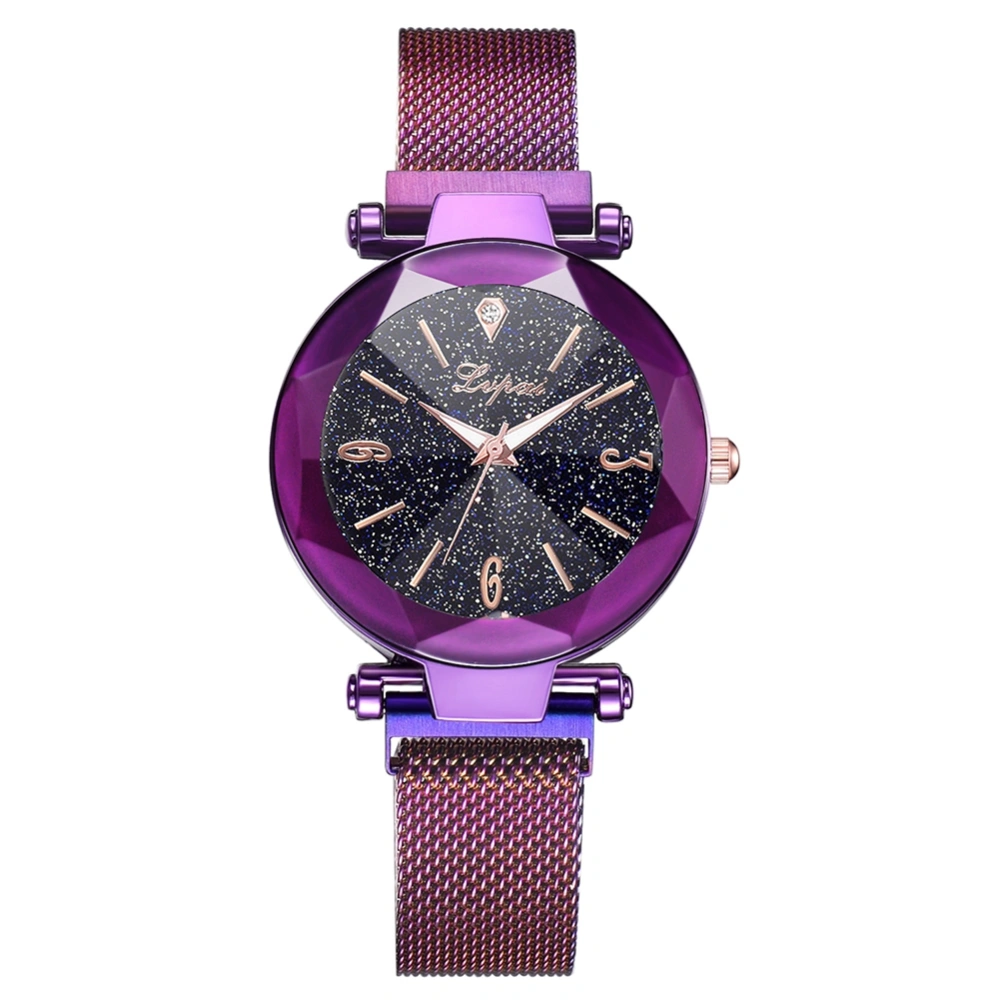 Fashionable Simple Women Casual Alloy Strap Quartz Wristwatch Watch(Purple)