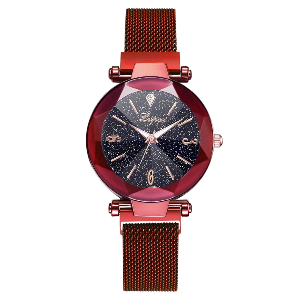 Fashionable Simple Women Casual Alloy Strap Quartz Wristwatch Watch(Red)