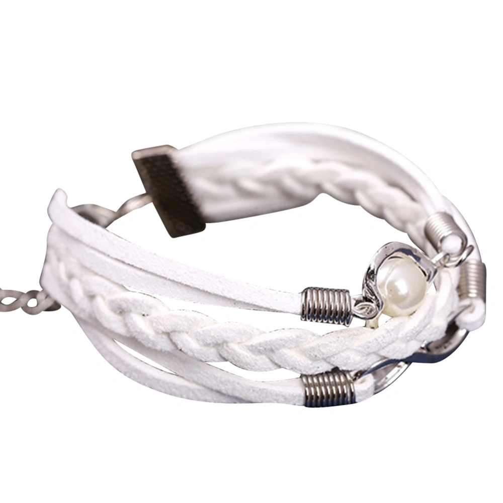 Vintage Punk Style Simple Bracelet Fashion Unisex Faux Cowhide Alloy Woven Bracelet