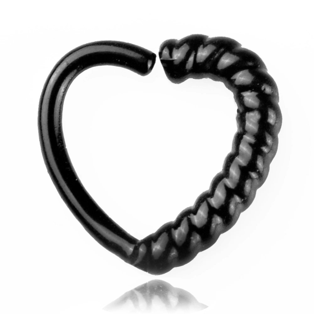 Fashion Exquisite Solid Color Heart Shape Alloy Earring Stud Nose Ring Jewelry (Black)