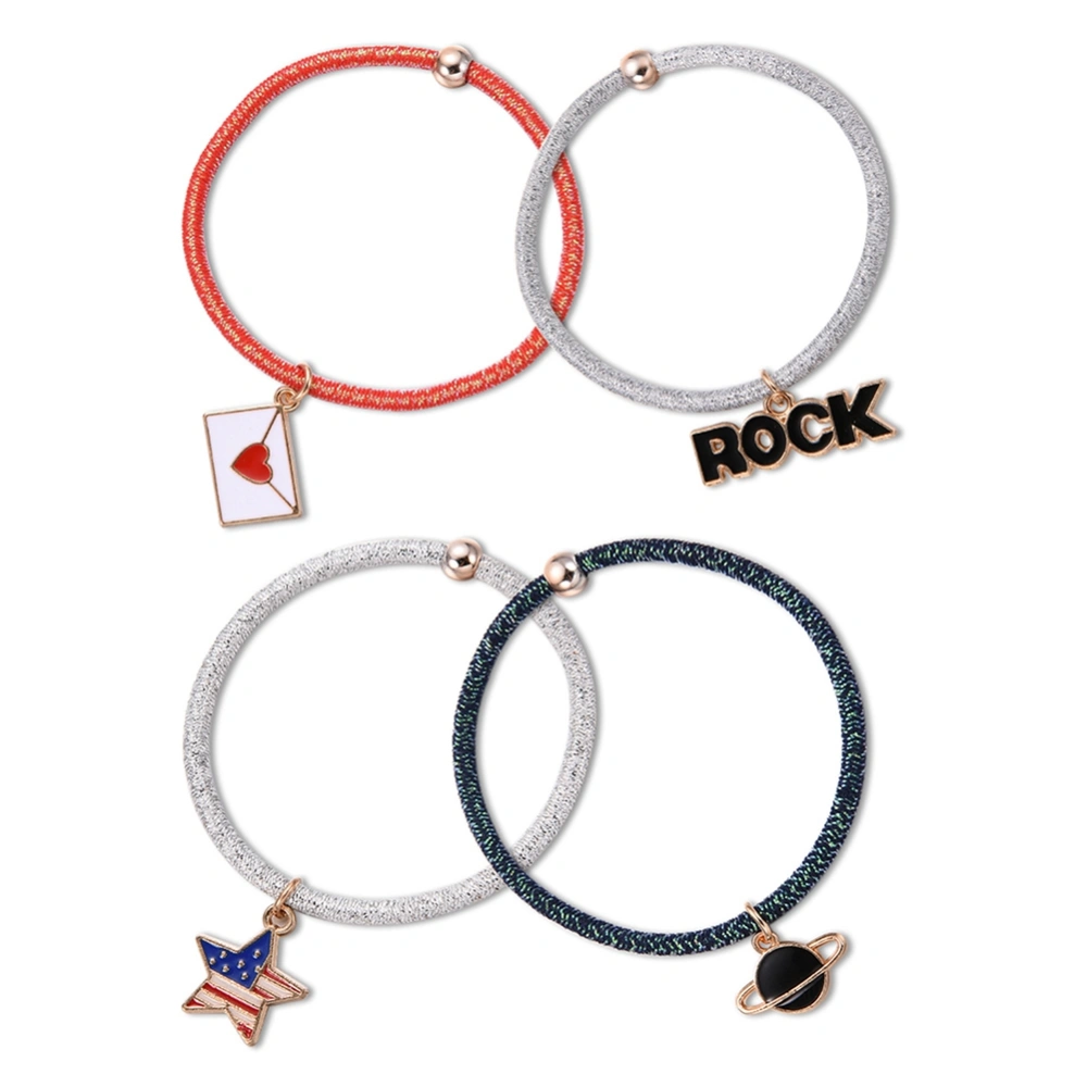 4pcs Handmade Simple Hair Ring Set High Elastic Rubber Band Hair Tie Rope Accessory