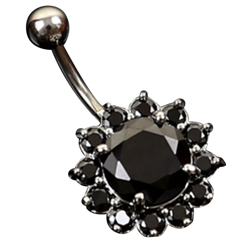 Fashionable Alloy Floral Belly Navel Ring Barbell Stainless Steel Body Piercing Jewelry #02