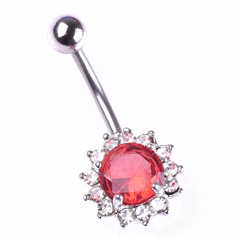 Fashionable Alloy Floral Belly Navel Ring Barbell Stainless Steel Body Piercing Jewelry #06