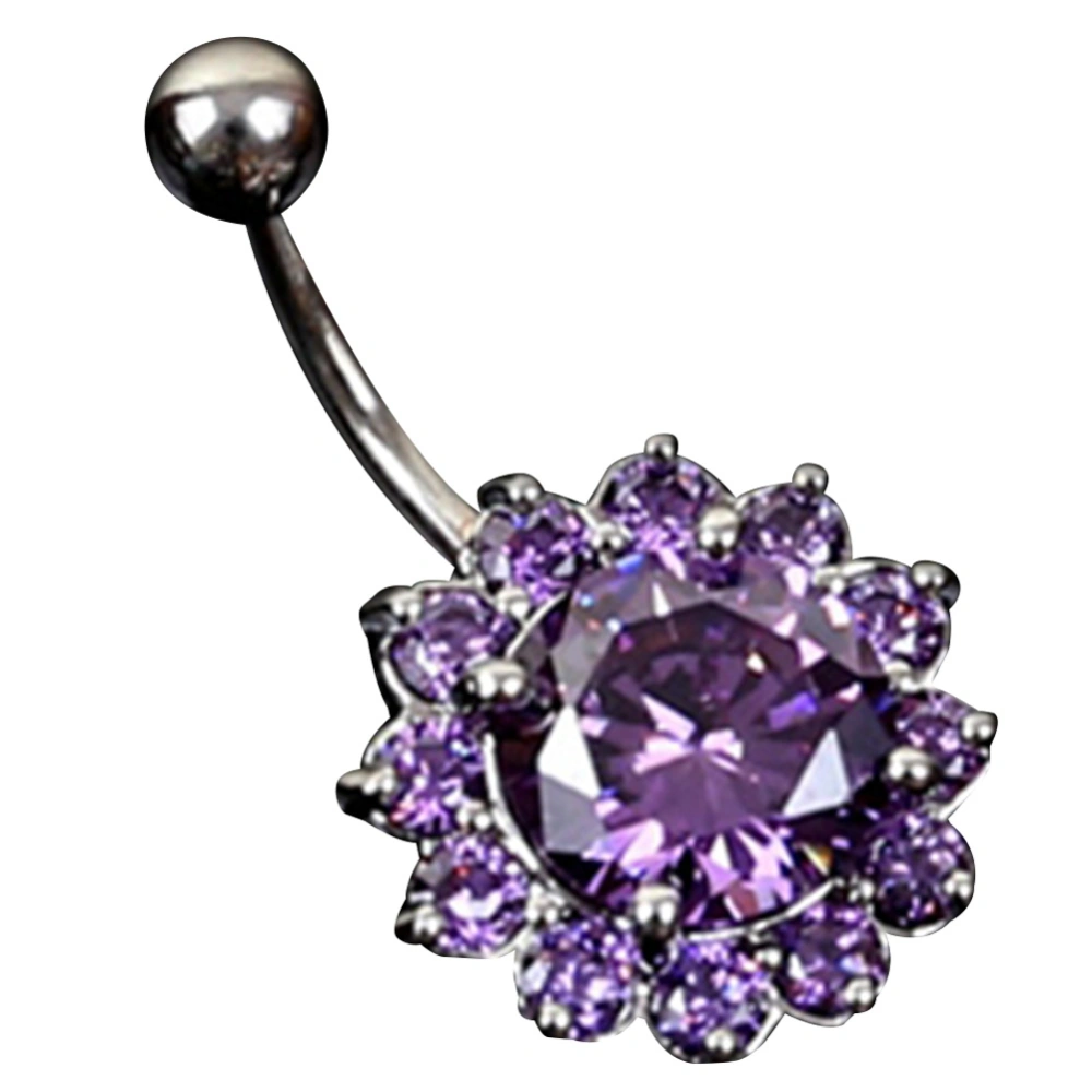 Fashionable Alloy Floral Belly Navel Ring Barbell Stainless Steel Body Piercing Jewelry #03