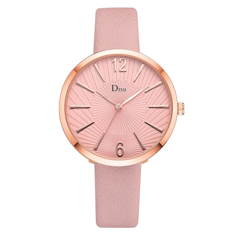 Personalized Alloy Watch Artificial Leather Belt Female Elegant Quartz Wristwatch( Pink )